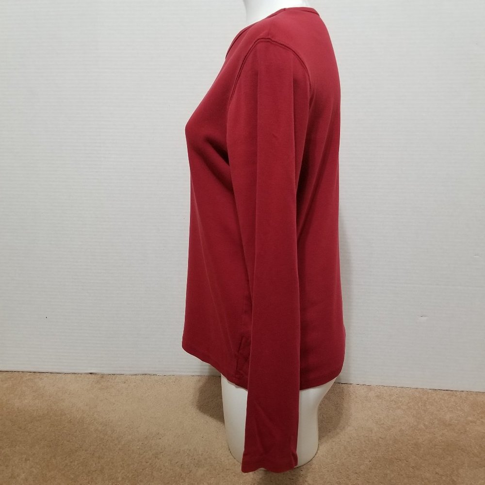 Eddie Bauer Top Small Solid Basic Long Sleeve Lay… - image 2